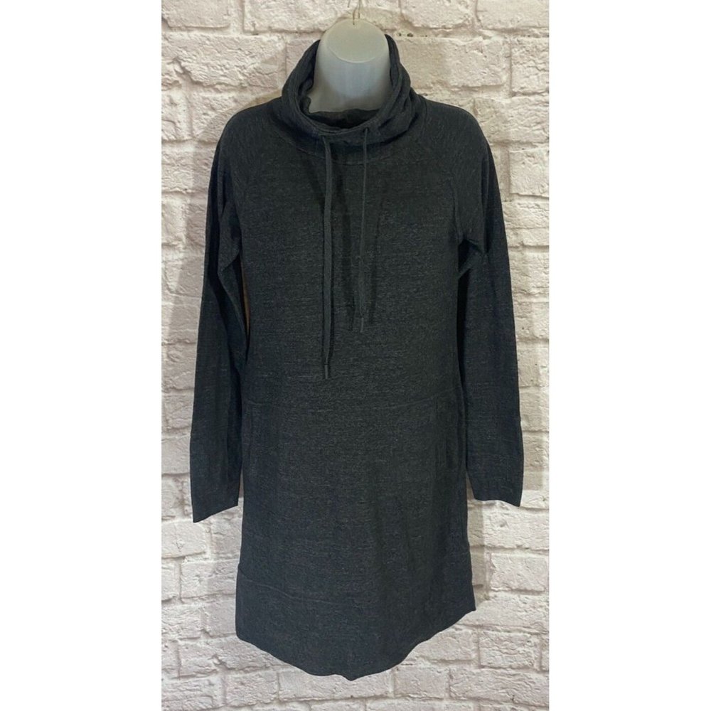 PRANA Dress Small Gray Pockets Funnel Neckline Athleisure Soft Stretch 9489